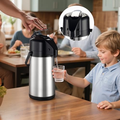 PARACITY Coffee Carafe with Pump, 84.5 oz Stainless Steel Airpot Dispenser - color: Stainless Steel