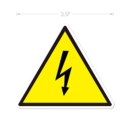 dealzEpic - Yellow Triangle Electrical Shock Hazard Risk Warning Sign - Self Adhesive Peel and Stick Vinyl Sticker - 10 cm (3.94 inches) | Pack of 4 Pcs - size: 10 CM