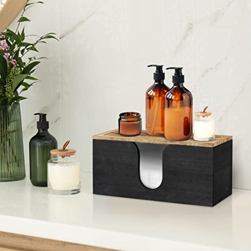 Solid Wood Paper Towel Dispenser Wall Mounted, Folded Paper Towel Holder with Lid, Commercial C-Fold, Z-Fold, Trifold Hand Paper Towel Holder Dispenser for Bathroom Kitchen Office - color: Black