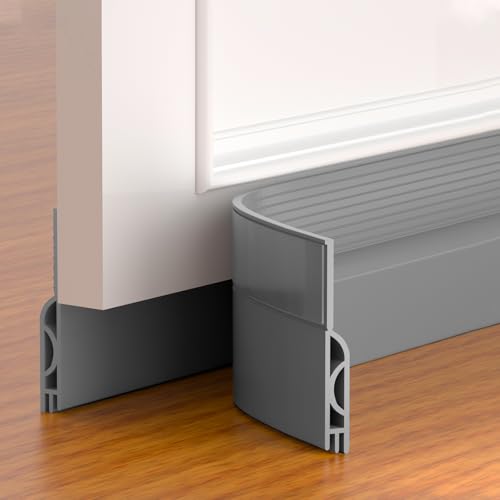 Door Draft Stopper,Adjustable Door Sweep for Bottom of Door,Silicone Weather Stripping Door Bottom Seal Blocker Air Noise,Under Door Gap Filler for Interior/Exterior Doors(Grey, 39inch) - color: Gray, size: 39inch