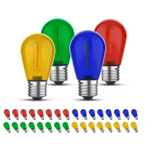 GvvooHome S14 Colored Light Bulbs for Christmas Decorations, 36 Pack - color: Multi Color, size: 36 Pack