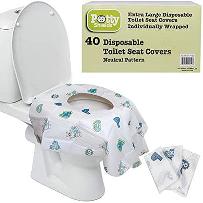 Potty Shields Disposable Toilet Seat Covers, XL Waterproof Sheets, 40 Pack - color: Original, size: 40 Pack