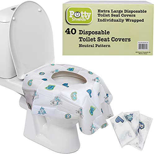 Potty Shields Disposable Toilet Seat Covers, XL Waterproof Sheets, 40 Pack - color: Original, size: 40 Pack