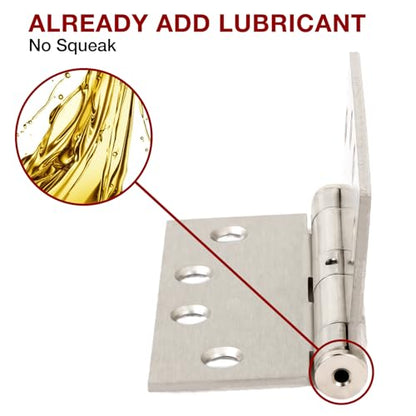 TDCHINGES Heavy Duty Door Hinges Brushed Nickel 4.5" x 4 1/2" Satin Square - color: Satin Nickel, size: 2 Pack