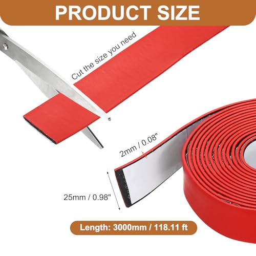 Smoke Fire Seal Strip 9.8Ft 25mm/0.98" Wx 2mm/0.08" T Red - color: Red, size: 9.8FT x 25mm / 0.98" W x 2mm / 0.08" T