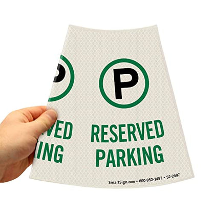 SmartSign 6-Pack 'Reserved Parking' Reflective Cone Message Sleeve Collar with Symbol, 360-Degree Visibility, Vinyl Signs for Traffic Safety Cones, 3-Side Print [Cone Not Included] - color: Reserved Parking, size: Pack of 6