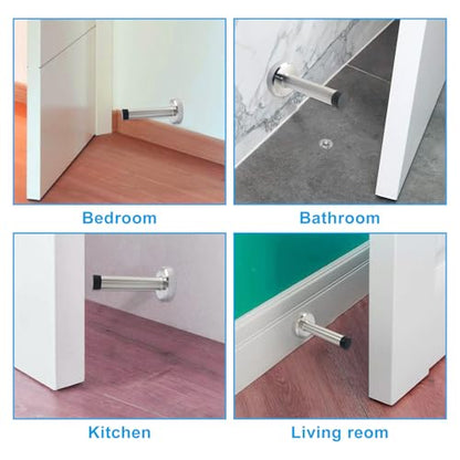 Jiozermi 10 Pcs Silver Door Stopper, Heavy Duty Wall Mounted - color: Silver