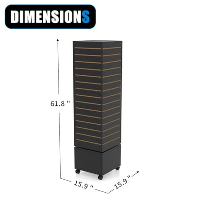 WISDOMFUR Rotating Slatwall Display Rack, Black, 16"x16"x60" - color: Black