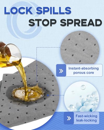 15"x19.7" Oil Absorbent Pads 100 Pack | Heavy & Fast Absorb - size: 15x19.7 Inch