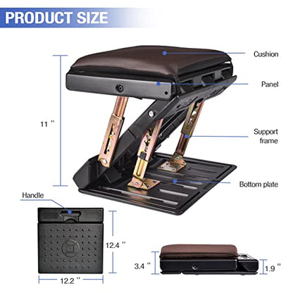Under Desk Footrest, 4-Level Height Adjustable 12Modes Foldable Footrest - color: Brown