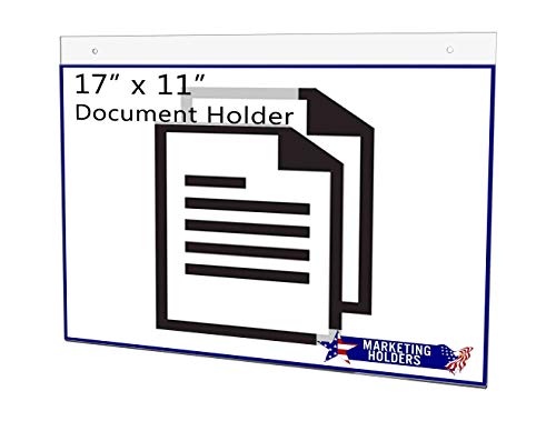 10 Pack Wall Sign Holder 17" x 11" Horizontal with 2 Predrilled Holes and Hanging Hardware for Permits and Project Information on Construction Sites Retail Stores Clear Acrylic by Marketing Holders - size: 17" w x 11" h