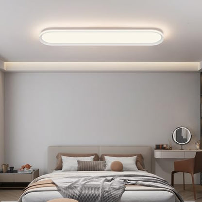 ADISUN Modern LED Ceiling Light Dimmable Linear Ceiling Light 39.4in Semi Flush Mount Long Lights with Remote Control and Side Lighting for Living Room Kitchen Dining Room - color: White-1Pack, size: 39 Inch