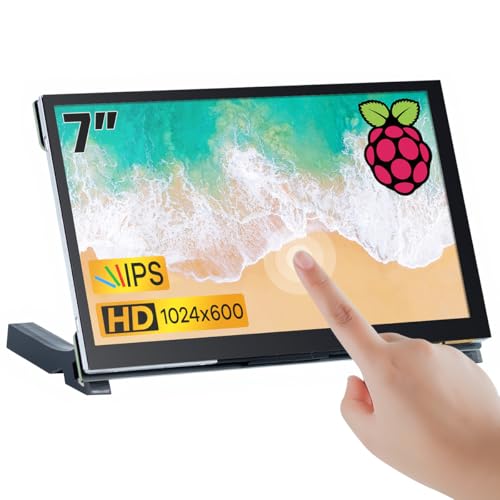Hosyond 7 Inches Touchscreen IPS LCD Display Panel 1024×600 HDMI Capacitive Touch Screen for Raspberry Pi5/Pi4/Pi3/ZERO 2W, BB Black, Windows - size: 7 inches
