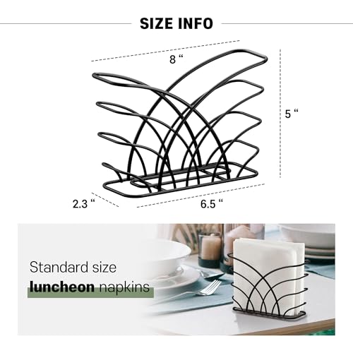 Napkin Holder for Table, Black Iron Upright Paper Dispenser - color: P - Luncheon Napkin Holder - Black, size: Luncheon Napkin Holder
