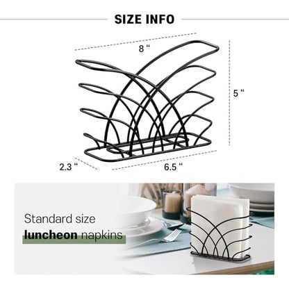Napkin Holder for Table, Black Iron Upright Paper Dispenser - color: P - Luncheon Napkin Holder - Black, size: Luncheon Napkin Holder