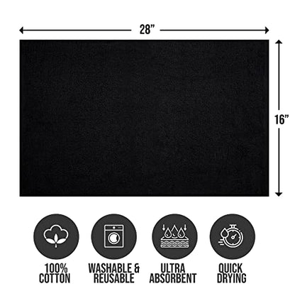 Salon Towels – Pack of 24 (16"x27") 100% Cotton Ring Spun (Not Bleach Proof) Ultra Soft, Highly Absorbent Hand Towels – Bulk for Spa, Gym & Salon (Black) - color: Black