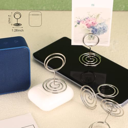 Sherr 60 Pcs Table Number Holder Mini Place Card Holder 2 Inch Table Number Stands Office Memo Holders Name Card Holder Clips Wire Photo Holder Sign for Wedding Menu Picture(Silver)