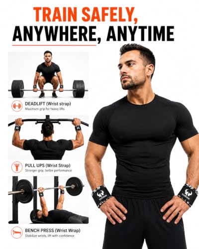 2-in-1 Heavy Duty Lifting Straps and Wrist Wraps, 18 Inch Non-Slip Grip