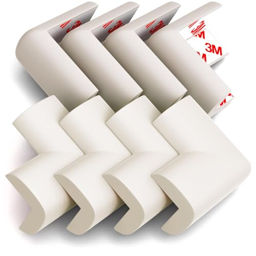 Komfortology 8-Pack Baby Proofing Corner Protectors, Pre-Taped, White - color: White, size: 8corners