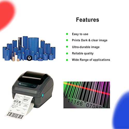24 Rolls 4.33'' x 244' Premium Resin Enhanced Wax Ribbon, 110mm x 74m Black Thermal Transfer Ribbon, Desktop Barcode Thermal Label Printer Ribbons, 1/2'' Core, for Zebra GC, GK, GX, ZD & Eltron - size: 4.33''x244'｜24 Rolls