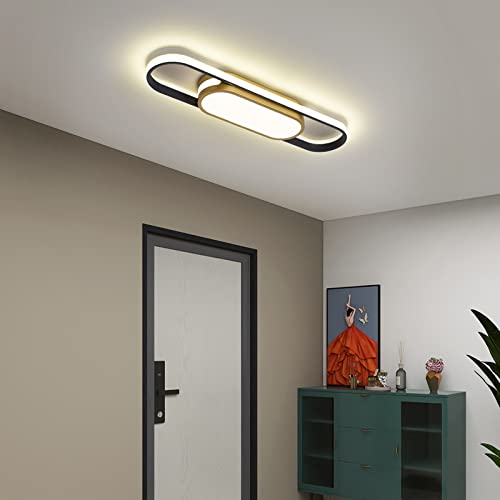 Tioolo Modern LED Flush Mount Ceiling Light, Dimmable with Remote, 27.5in - color: Black+Gold/40W