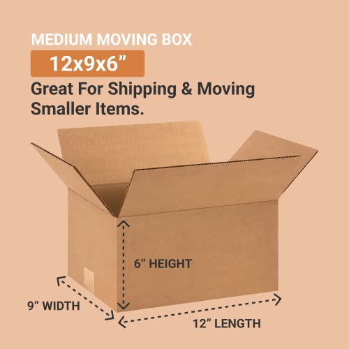 BOX USA Shipping Boxes Small 12"L x 9"W x 6"H 25-Pack - Corrugated Cardboard Box for Moving, Mailing, Packing, Packaging and Storage - style: Standard Corrugated