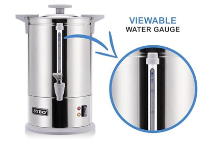 SYBO Commercial Grade Stainless Steel Percolate Coffee Maker Hot Water Urn for Catering, 100-Cup 16 L, Grey - style: 16L Grey
