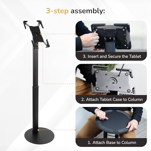 Mount-It! Anti-Theft Universal Tablet Floor Kiosk, Height Adjustable, Black - color: Black