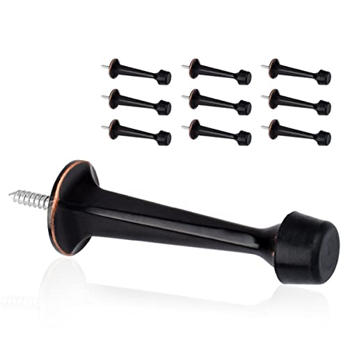 10 Pack Solid Rigid Door Stops - Heavy Duty Door Stoppers Wall Protector with Soft Rubber Tips, Oil Rubbed Bronze - color: Oil Rubbed Bronze, size: 10 Pack