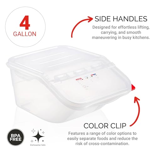 Araven Ingredient Bin, Storage Container for Large Quantity Ingredients, Use in Commercial or Home Kitchen, 4 Gallons, 6 Count, White