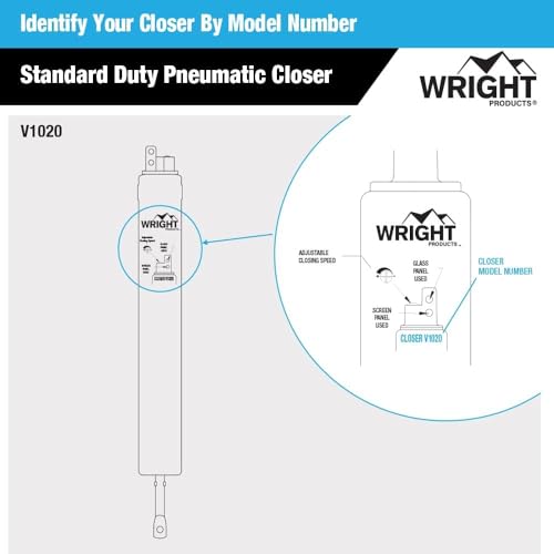Wright Products V1020BL Standard Duty Pneumatic Screen And Storm Door Closer, Black