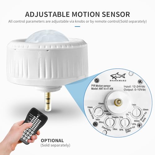 4 Pack Ceiling Sensor, PIR Occupancy Motion Detector for LED High Bay Light, 40 FT Ceiling and 50 FT Wall Mount Detection Diameter, Commercial/Industrial Grade