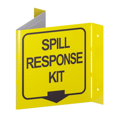 Stay Safe with our OSHA Compliant Folded Projecting Spill Kit Sign - 5"x7", 1mm Aluminum, Essential Workplace Safety Sign - color: Spill