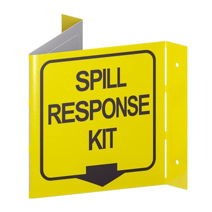 Stay Safe with our OSHA Compliant Folded Projecting Spill Kit Sign - 5"x7", 1mm Aluminum, Essential Workplace Safety Sign - color: Spill
