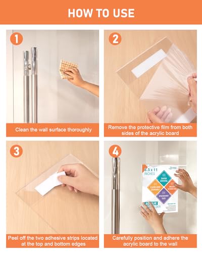 Dynta 12 Pack Acrylic Sign Holder 8.5 x 11 with Double Sided Adhesive Tape, Plastic Sign Holder Wall Mount, Memo Document Flyer Brochure Menu Holder for Display