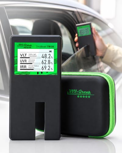 Tint Meter TM-28 – Digital Window Tint Tester with 3-in-1 VLT, UVR & IRR Measurement, 15mm (0.56in) Slot, Auto Calibration, Rotatable Backlit Display, Rechargeable Battery