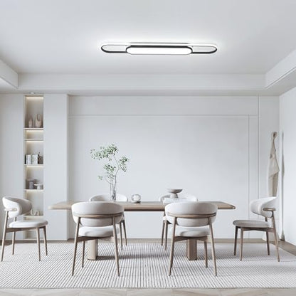 Qcyuui Modern LED Ceiling Light, 43.3" Dimmable Linear Flush Mount - color: Black/Dimm/43.3in/45W, size: 43.3in