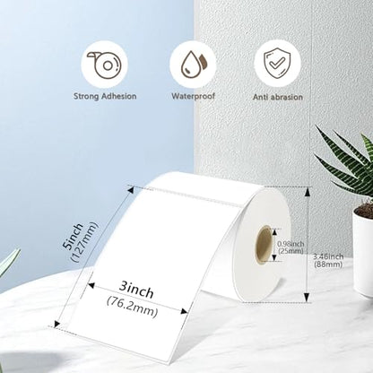3x5 Inch Thermal Labels,Rectangle Sticker,300PCS Water & Oil Proof Shipping Labels with Strong Adhesive,Compatible with Zebra & Rollo,for Moving Boxes,Small Business & Inventory,White - color: White