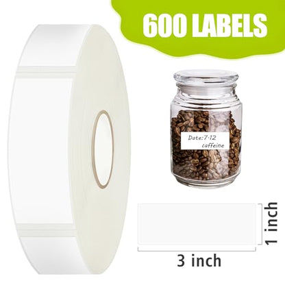 600 Blank Removable Freezer Labels with Perforation Line for Easy Distribution and Use. Waterproof and Oil-Resistant, Suitable for Food Containers, Jars, and Kitchen Organization.(1 "x 3") - size: 600 Pcs - 1 "x 3"