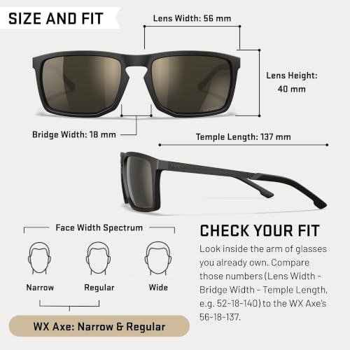 Wiley X WX Axe Captivate Polarized Sunglasses, Safety Glasses for Men/Women