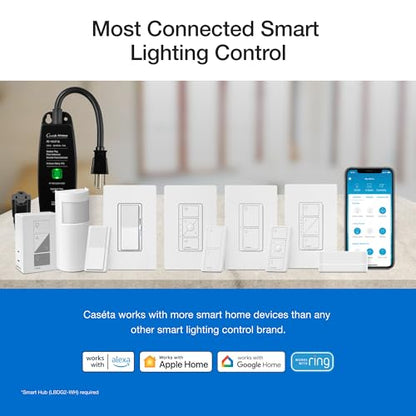 Lutron Caseta Diva Smart Dimmer Starter Kit; Dimmer, Hub, Remote, & More - color: White, size: 1 Pack, style: Smart Dimmer Hub Kit