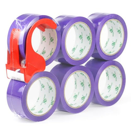 BOMEI PACK 6 Rolls Purple Heavy Duty Packing Tape,1.88 Inches x 60Yards - color: purple