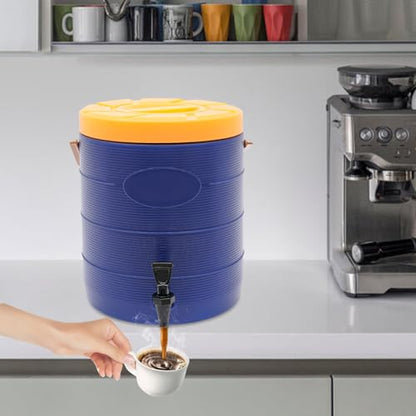 Stainless Steel Beverage Dispenser Insulated Container with Faucet Cooler with Drink Dispensers Cold and Hot Drink Dispenser for Milk Tea, Juice, Coffee 6.6 Gal Capacity (Blue) - color: Blue, size: 25L