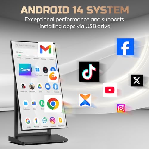 43" Digital Signage Display Kiosk, 4K UHD Anti-Glare LCD Advertising Screen, Portable Floor Standing Auto AD Player Android14 App-Based Control with USB/HDMI/WiFi, Bluetooth 5.3 - size: 43 Inch