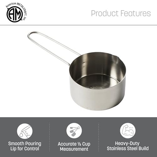 American METALCRAFT, Inc. 1/2 Stainless Steel Measuring Cup, 1/2-Cup, Silver - size: 1/2-Cup