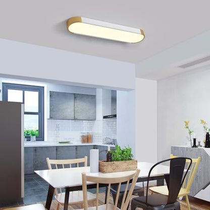 Tioolo Dimmable LED Ceiling Light with Remote 42W Kitchen Lighting Fixtures Ceiling White and Gold Long Ceiling Light Fixture 27.5 Inch Flush Mount Ceiling Lights for Kitchen Dining Room Hallway - color: White+Gold/42W