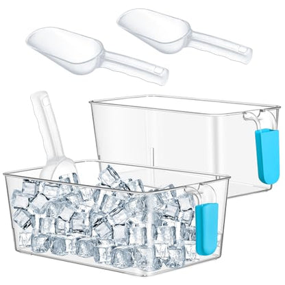 Havawish Ice Storage Bin and Flexible Scoop Set Plastic Freezer Bin - color: Light Blue, size: 10.83 x 7 x 4.33 In,10.83 x 4.92 x 4.33 in, style: Classic