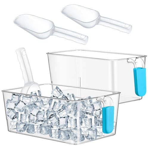 Havawish Ice Storage Bin and Flexible Scoop Set Plastic Freezer Bin - color: Light Blue, size: 10.83 x 7 x 4.33 In,10.83 x 4.92 x 4.33 in, style: Classic