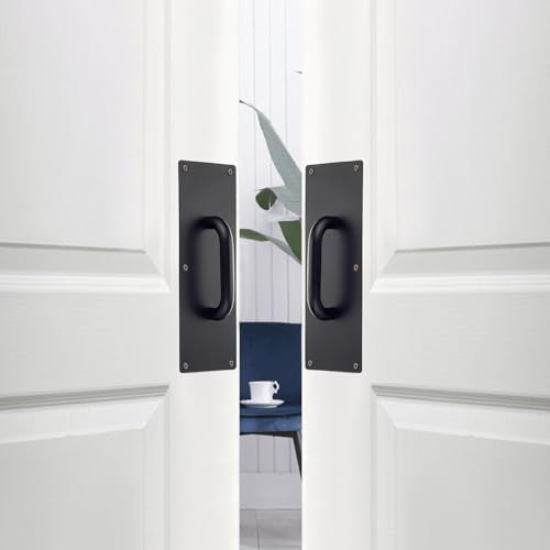Sumnacon 1 Set 12 Inch Stainess Steel Door Handles - Sturdy Door Pull Push Plates with Screws,Solid Pull Push Handles for Home Office Public,Black - color: Black