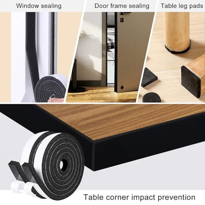 Storystore Self Adhesive Foam Weather Stripping, 1"x 3/8"x 16.5FT Door Seal - size: 1In x 3/8In x 16.5Ft